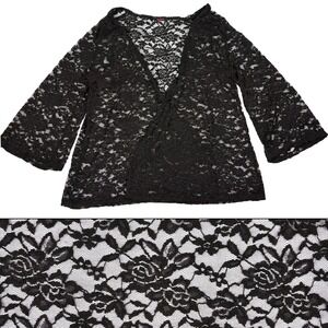 Blush Sheer Lace Kimono Cardigan OSFM Black Noir Floral Rose Gothic Boho Romantc
